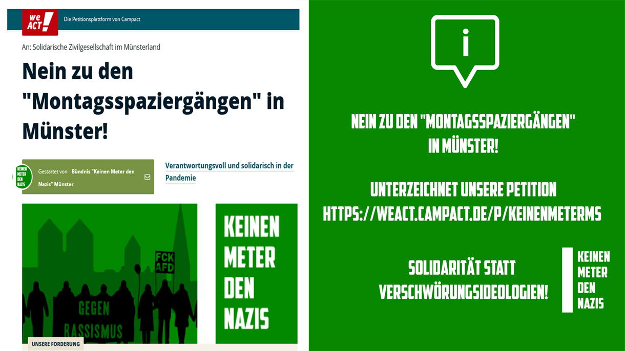Banner_Petition Bündnis Keinen Meter den Nazis Münster